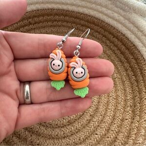 3 for $20 Handmade Adorable Carrot Rabbit Earrings